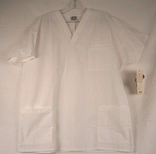 Barco Medical Uniform V Neck Scrub Top SG120 10 White Size Small 178O