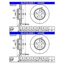 2x ATE 24.0130-0209.1 Bremsscheibe für Opel Insignia A Saab 9-5 Chevrolet Camaro