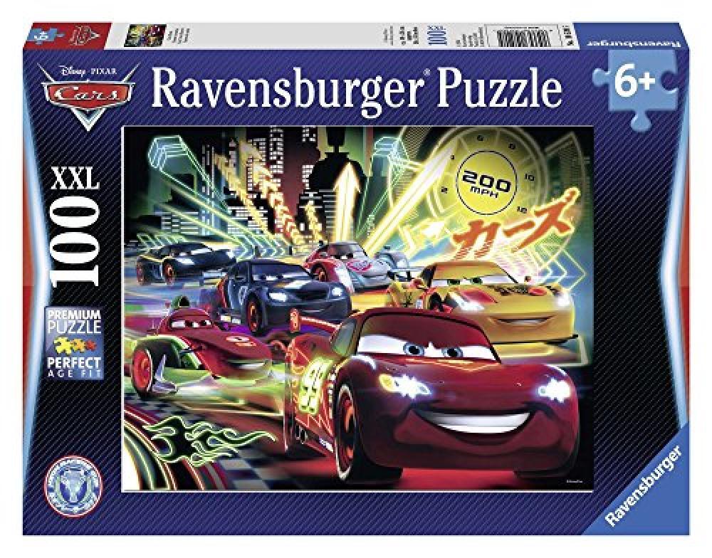 Ravensburger 10520 - Cars Neon Racers Disney, Puzzle 100 Pezzi XXL - NUOVO