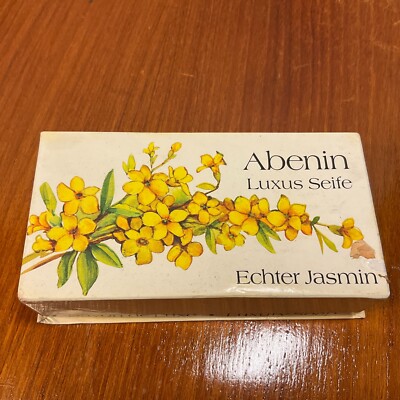 Vtg ABENIN LUXURY Seife Echter Jasmine SCENTED SOAP 2x3.4 OZ 2 CAKES Germany NOS