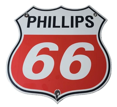 Vintage Porcelain Sign - Phillips 66 Gas Pump Service Station Sign