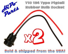 2 X Bulb Socket W Pigtail Wire Leads For 194 Type T10 Bulbs - Rubber 2 X Bulb Socket W Pigtail Wire Leads For 194 Type T10 Bulbs - Rubber