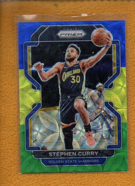 Stephen Curry 2021-22 Panini Prizm Prizms Choice Blue Yellow Green #154