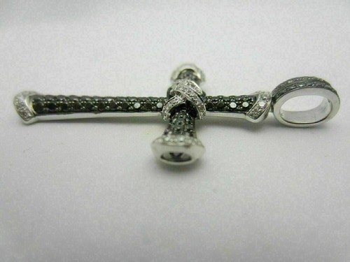 2Ct Round Cut Simulated Black Diamond Men's Cross Pendant In 925 Sterling Silver - Picture 3 of 5