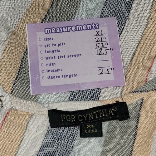 FOR CYNTHIA Striped Maxi Dress Size XL Linen Blend Ruffle Flutter Sleeve Banded - Picture 3 of 11