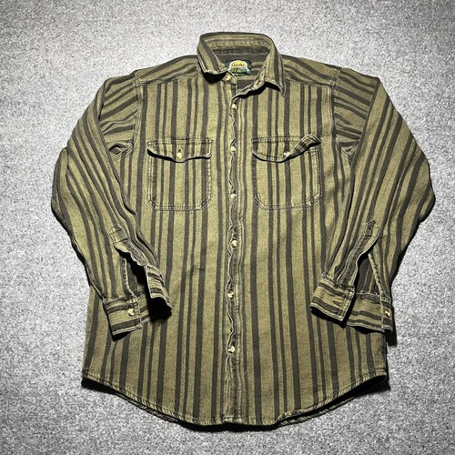 Vtg Cabela's Shirt Mens Medium Long Sleeve Button Up Striped 90s Grandpa