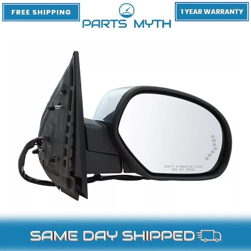 New Mirror Power Folding Heated Memory Puddle Signal Chrome RH For 07-14 GMC