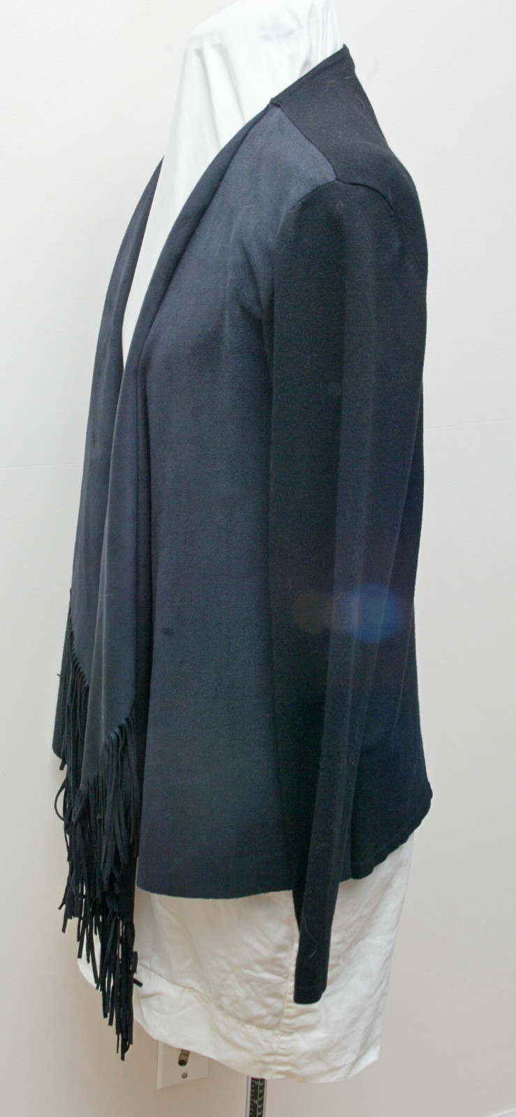 Chelsea & Theodore Black Fringed Suede Cardigan … - image 3