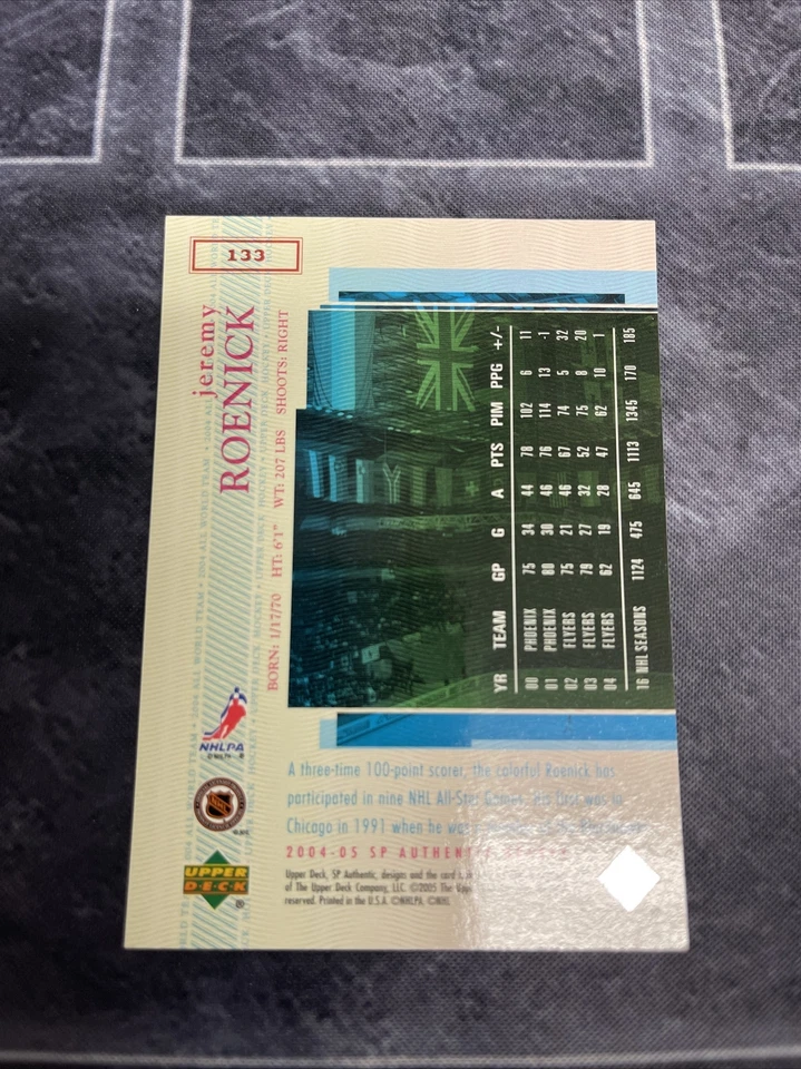 2004-05 SP Authentic 133 All World Team Jeremy Roenick Philadelphia Flyers - Image 2 of 2