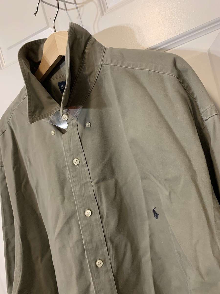 Polo Ralph Lauren Mens Sz 2XLT Button Down Olive Green
