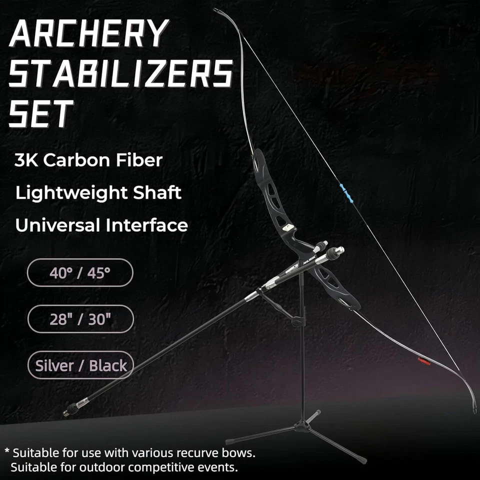 Archery 3K Carbon Stabilizer System Balance Bar Rod Damper Weight Kit Bow Target - Image 4 of 4