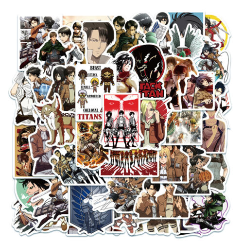 Attack on Titan 50 un. Pegatina de dibujos animados Cosplay Paster adornos de coche pegatina de anime - Imagen 7 de 7