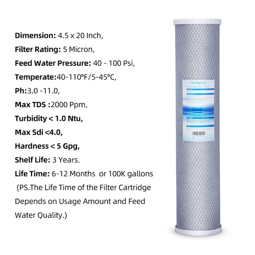 Geekpure Whole House PP Sediment und Kohlenstoffblock Ersatzfilter 4,5x20 Zoll - Bild 2 von 8