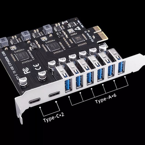 Expansion Card PCIE to 8 Port USB 3.2 Gen1 Controller Type C 5Gbps Converter - Picture 7 of 8