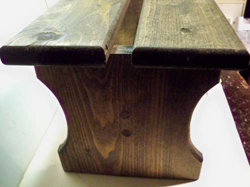 8" Handcrafted Wooden Step Stool, 8" high, Pine Coated Dark Walnut Stain - Picture 2 of 4