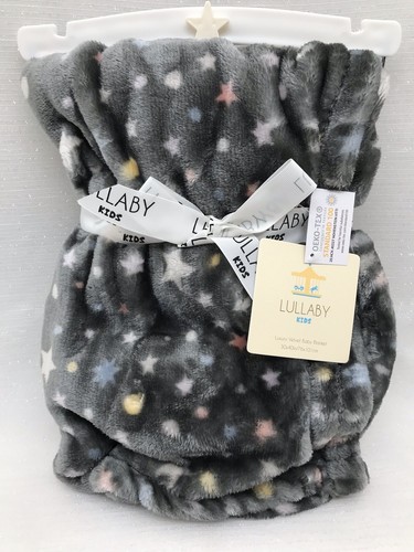 Lullaby Kids Star Baby Blanket Security Lovey Plush Luxury Gray Velvet Girls NEW - Picture 3 of 12