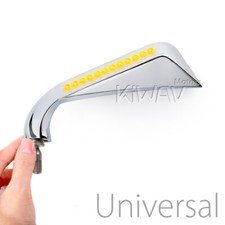 KiWAV mirror AXE polished chrome LED turn signals 10mm thread fits tuning bike