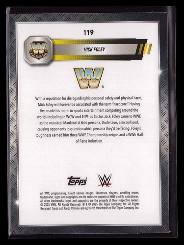2025 Topps Chrome WWE Mick Foley # 119 - Picture 2 of 2