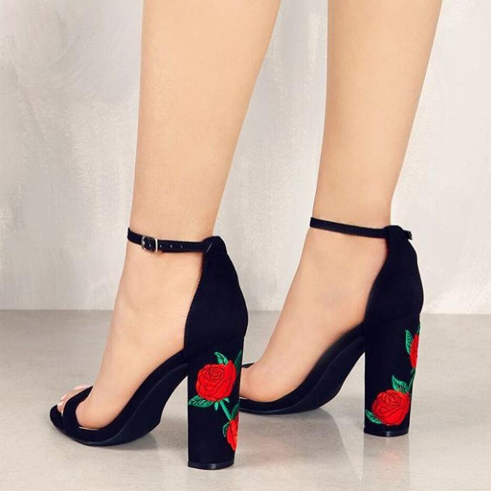black heels with roses