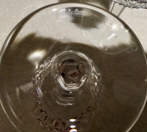 WATERFORD Crystal COLLEEN Hock Wine Short Stem (Cut) 7 3/8" Tall Pair of Glasses - Picture 4 of 5