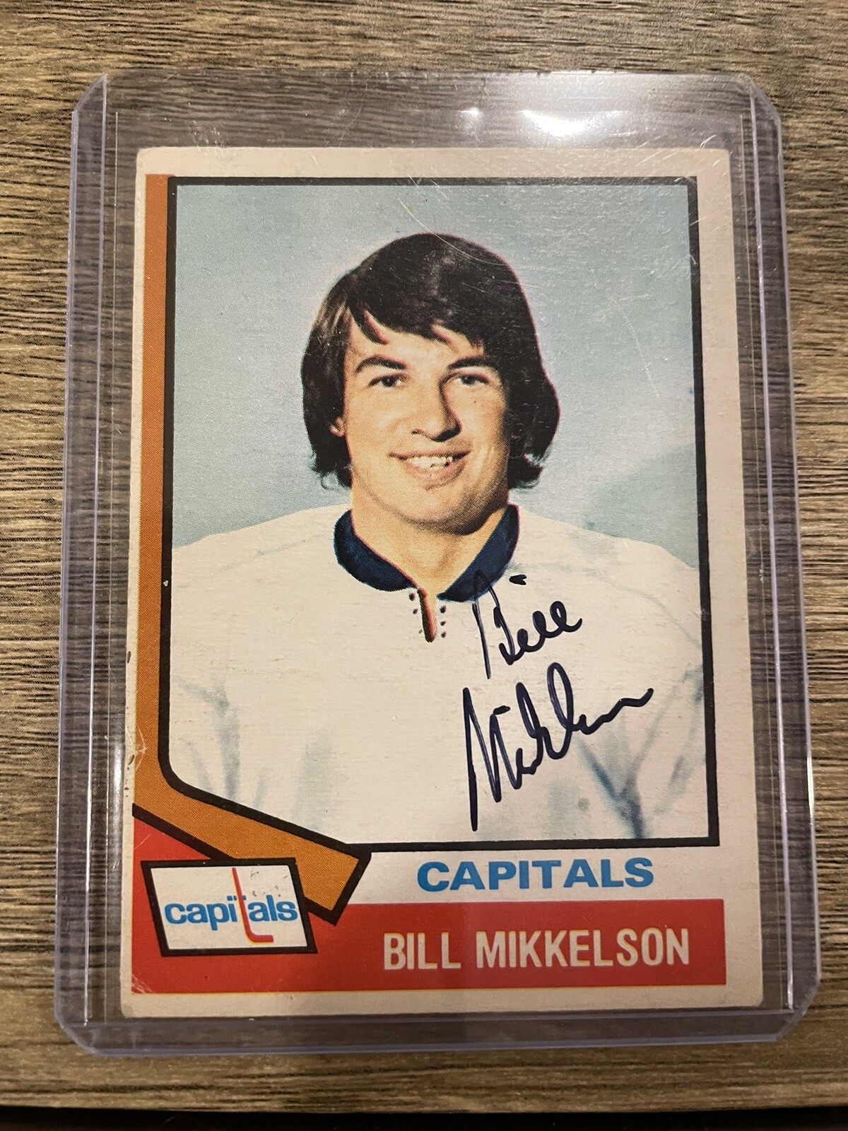 1974-75 OPC Bill Mikkelson Autographed Capitals