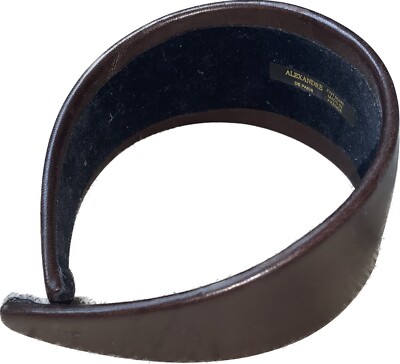 Alexandre De Paris Women Brown Leather Headband Diadem Hair Vintage Handmade
