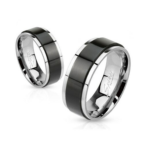 Mens Womens Stainless Steel Ring Spinner Spinning Black Gold Blue IP 2190₽