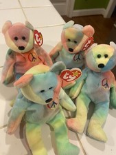 Ty Beanie Babies 1996 Peace The Bear with tags-LOT OF 4 Great Collection