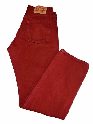 パンツ LEVI'S RED Guy's Low Crotch Cinch W32 Levis 569 Jeans Mens 38x32 (Real 42x30) Red Loose Straight Relaxed