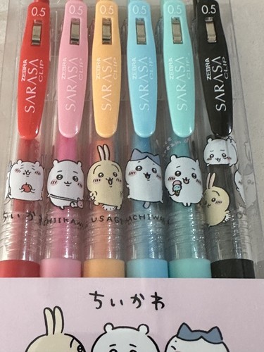 Chiikawa Zebra Sarasa Clip 0.5mm Juego de 6 Colores Rojo Leche Rosa Hachiware - Imagen 2 de 9