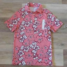 NWOT Goodfellow  Co Men's Coral Floral Polo Shirt 100 Cotton Size S