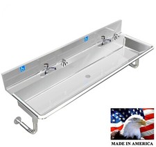 ADA HAND SINK 2 STATION 72" MADE IN AMERICA HD VANDAL RESISTANT METERING FAUCET