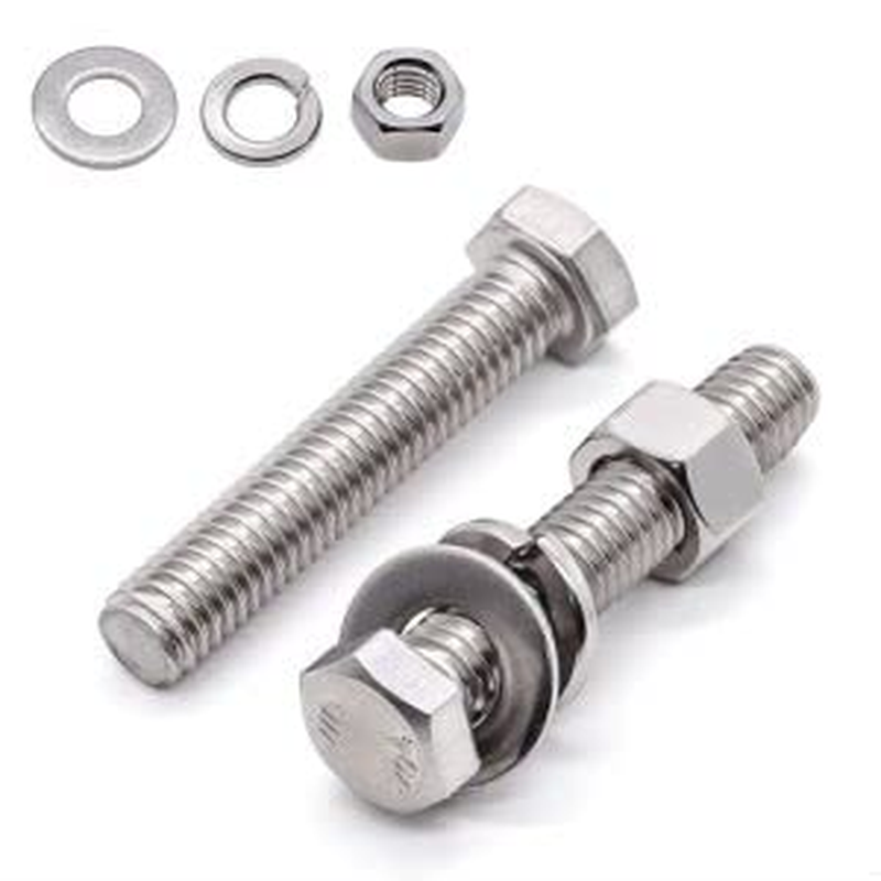 6 Sets 1/2-13 x 2-1/2 Inch Stainless Steel Hex Bolts with Nuts and Flat Washers
