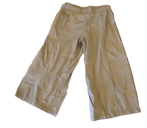 size XS XCVI cropped Tan frayed seam pants pockets wide leg culottes - 第 10/10 張圖片