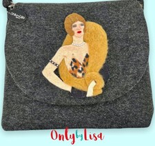 Artisan Created Flapper Appliqué On Crossbody Handbag Or Shoulder Bag, Ooak