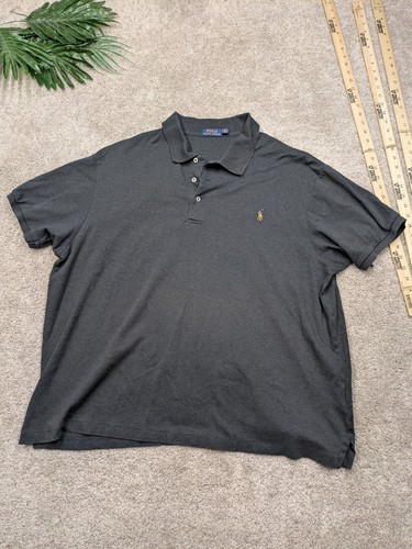 Polo Ralph Lauren Hemd Herren 3X Big 3XB 3XL anthrazit grau Details Pony Pima Baumwolle