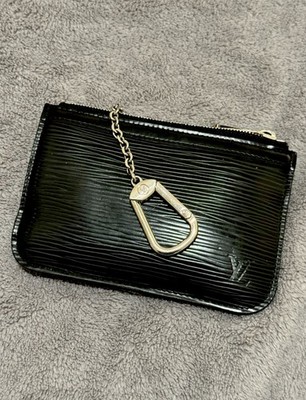 LOUIS VUITTON Black Epi Leather Pochette Cles NM Key & Card Holder- USED