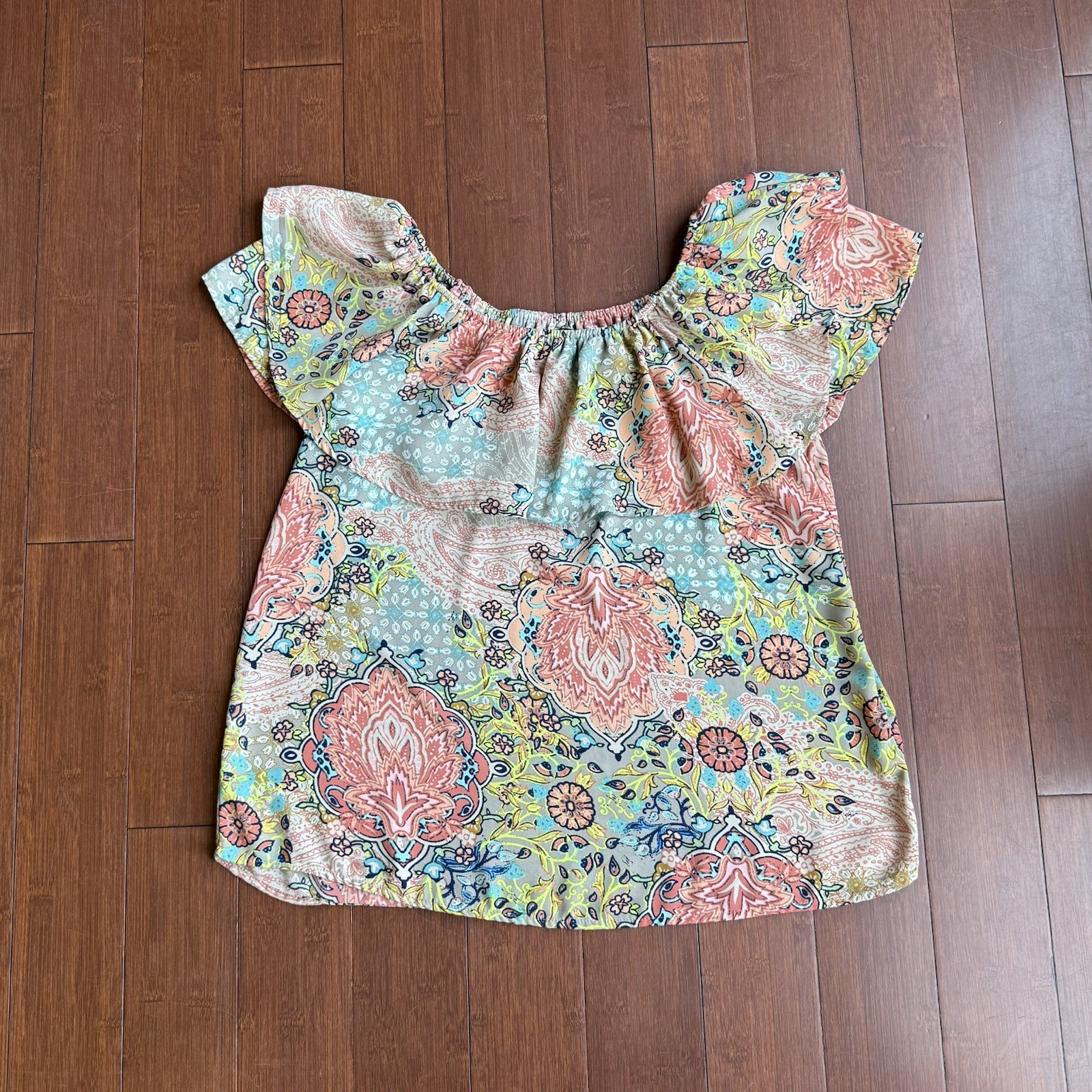 Women’s Boho Off-the- Shoulder Floral Blouse Size S