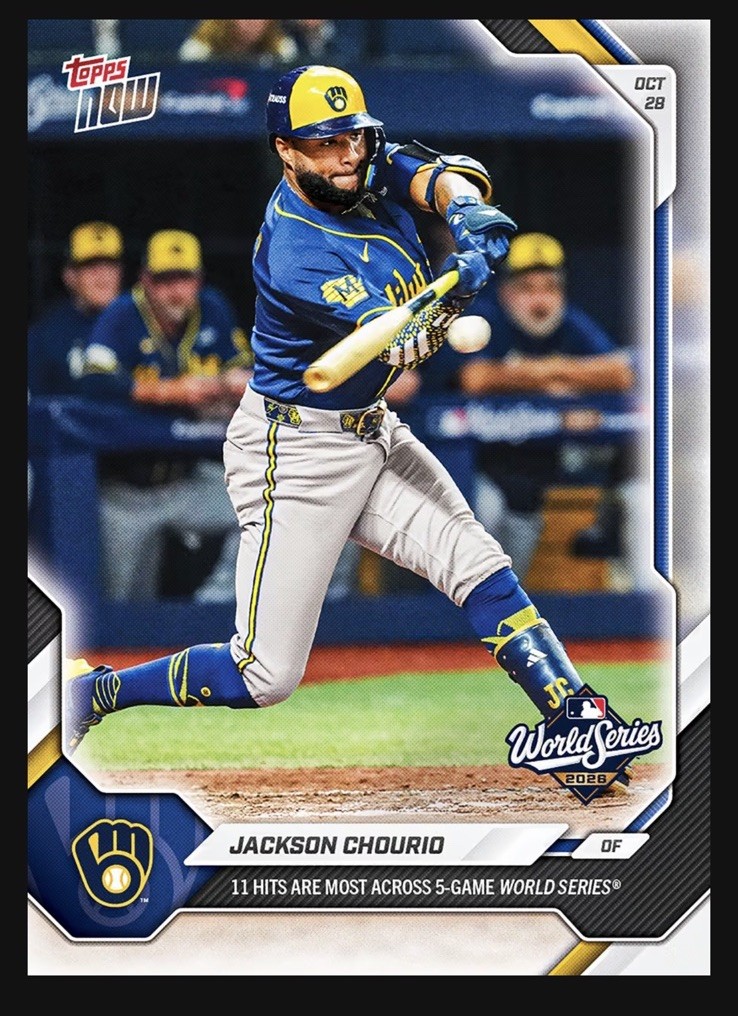 2026 Topps Now MLB #831 Jackson Chourio Milwaukee Brewers 11 Hit Record PRESALE