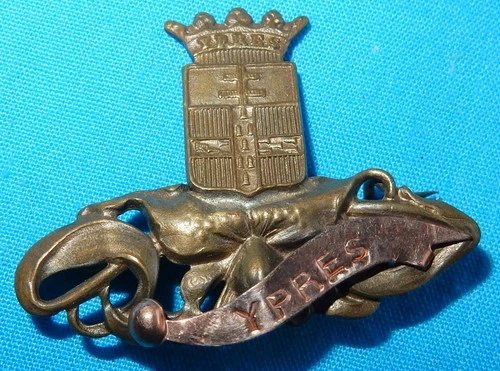 WW1 YPRES BELGIUM BATTLEFRONT MILITARY SWEETHEART BADGE BROOCH WORLD WAR I