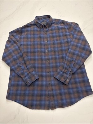 Men s Pendleton Flannel Shirt Size L Mason Blue Shadow Plaid Button Up Cotton