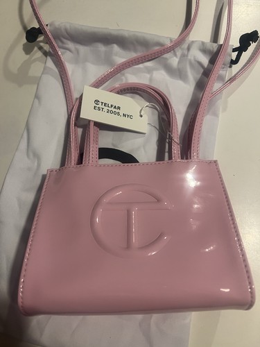 Telfar Small Pink Patent Leather, Looking Bag With Shoulder Strap Brand New