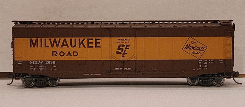Carro de carga Milwaukee Road RR 50' puerta enchufable 2636 Kadee Mtl Whl Athearn dueño construido HO | Zustand: Used