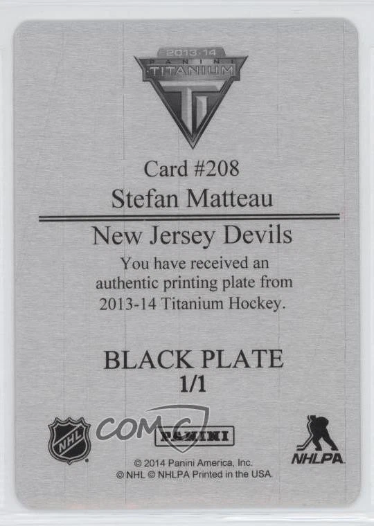2013 Panini Titanium Printing Plate Black 1/1 Stefan Matteau #208 Rookie RC 0c3 - Image 2 of 3