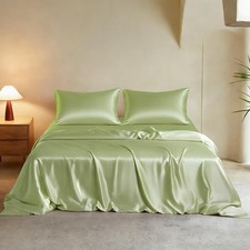 THXSILK Luxury Full Silk Duvet Cover Set 3 Pieces, Extra Soft, Breathable  C...