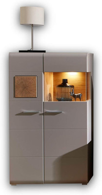 Stella Trading FUN plus 2 Kleine Vitrine in Basalt Mit Schönen Hirnholz-Applikat