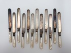 England Silverplate 8 7/8" Knives Carved Mother of Pearl Handles Set 12 Butter — photo 8