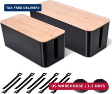 2Pack Cable Management Box,Wooden Style Cord Organizer Cord Hide Box