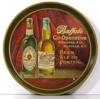 ca1910 BUFFALO CO OPERATIVE BREWING COMPANY TIN LITHO ADVERTISING BEER TRAY