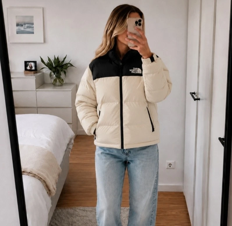 The North Face Herren Daunenjacke 700 mit Kapuze Weiß/Schwarz Gr. M - Bild 1 von 4